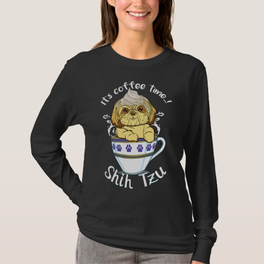 T-shirt Et Chien Mignonne Et Café Aimer Chih Tzu Chien rac (Devant)
