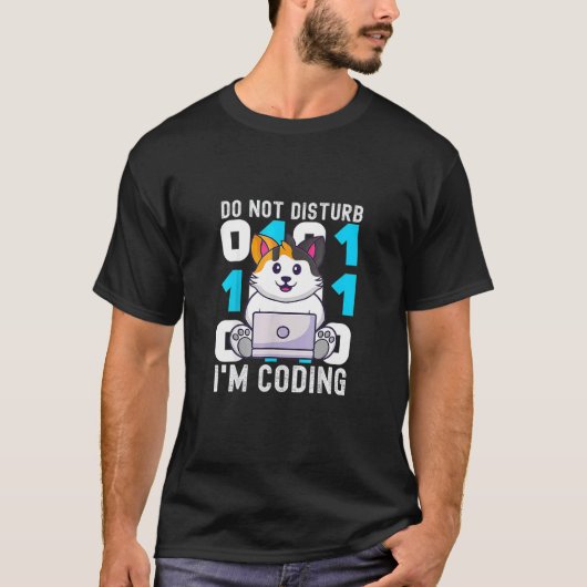 T-shirt Et Mignon Ne Pas Déranger Je Code Pour Chat (Devant)