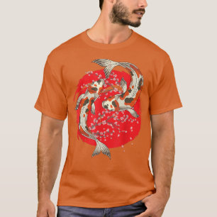 T-shirt Étang japonais de poisson Nishikigoi cerisier fleu