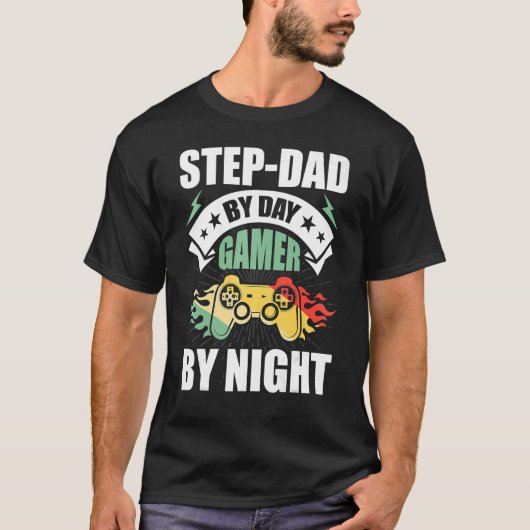 T-shirt Étape Papa By Day Joueur By Night Jeu Vidéo Stepda (Devant)