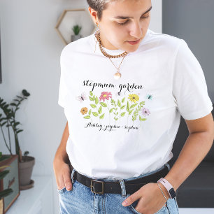 T-shirt Étape personnalisée enfants nom fleurs mère jour