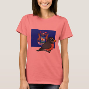 T-shirt État Birdorable du Michigan : Américain Robin