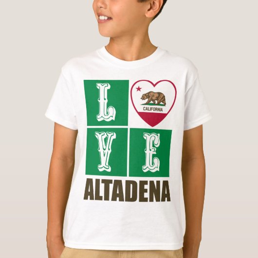 T-shirt Etat de Californie - Drapeau Coeur Altadena (Devant)