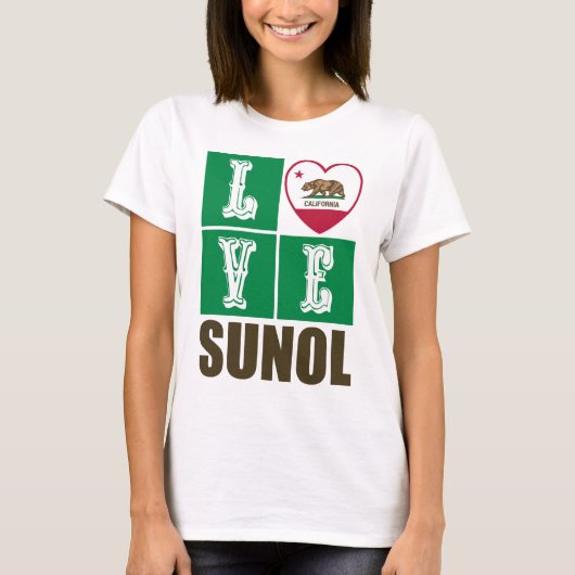 T-shirt État de Californie Drapeau Coeur Sunol (Devant)