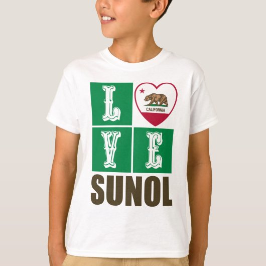 T-shirt État de Californie Drapeau Coeur Sunol (Devant)