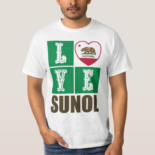 T-shirt État de Californie Drapeau Coeur Sunol (Devant)