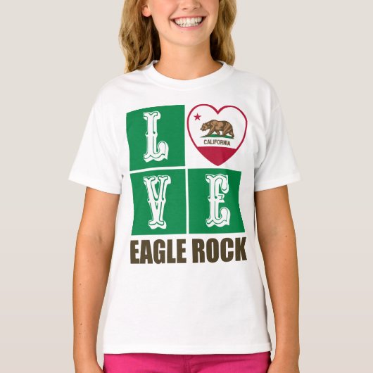 T-shirt État de Californie Drapeau Heart Eagle Rock (Devant)