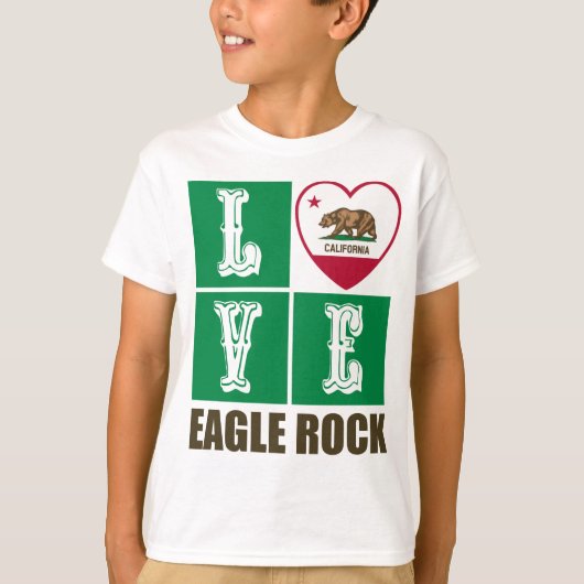 T-shirt État de Californie Drapeau Heart Eagle Rock (Devant)
