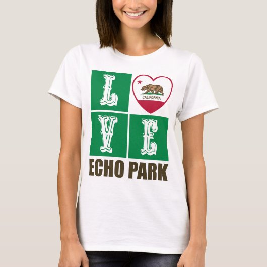 T-shirt Etat de Californie Drapeau Heart Echo Park (Devant)