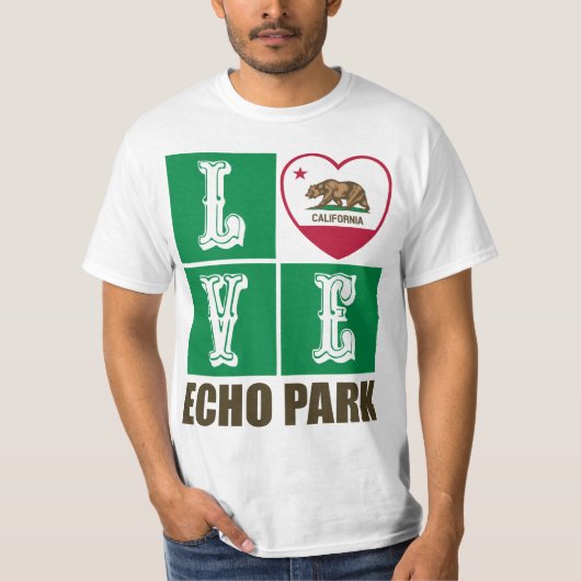 T-shirt Etat de Californie Drapeau Heart Echo Park (Devant)