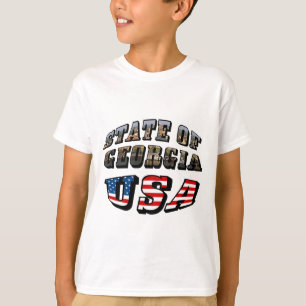 T-shirt Etat de Géorgie et Etats-Unis Texte du drapeau