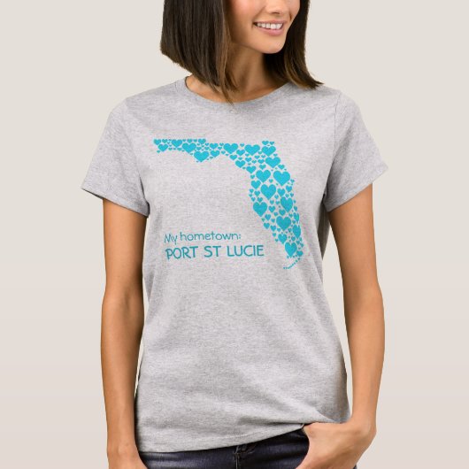 T-shirt État de la Floride Silhouette Coeurs et ville nata (Devant)