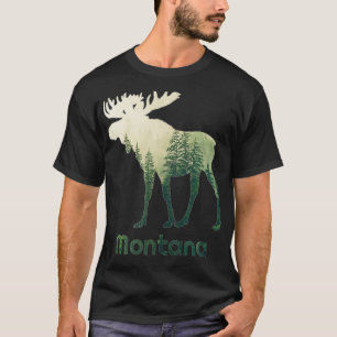 T-shirt État De Montana Moose Forest Hunter La Faune