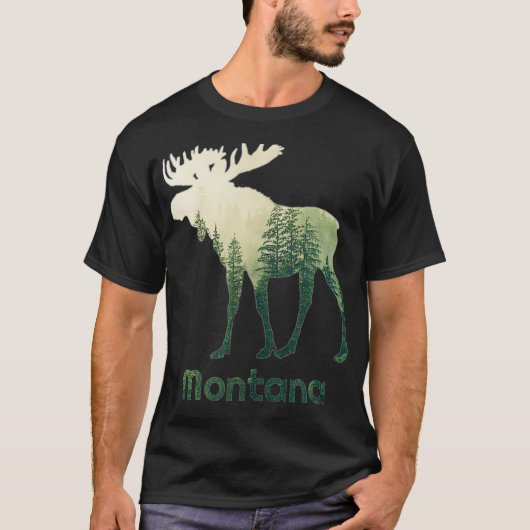 T-shirt État De Montana Moose Forest Hunter La Faune (Devant)
