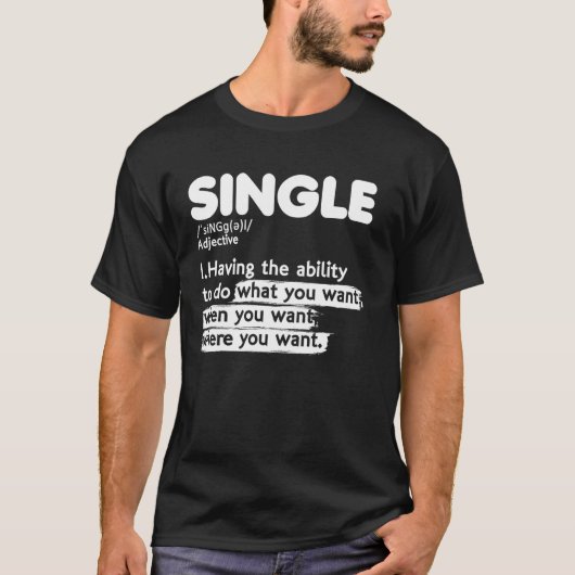 T-shirt État de relation Célibataire Définition de l'adjec (Devant)