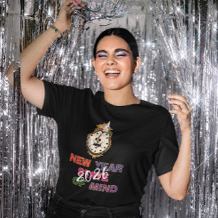 T-shirt État d'esprit Nouvel An 2026 Montre avec Bordure D