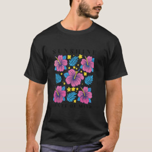 T-shirt État d'esprit Sunshine Hibiscus Fleur Retro Tropi