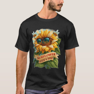 T-shirt État d'esprit Tournesol Été Froid Abeille