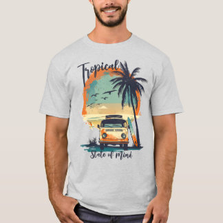 T-shirt État d'esprit tropical Plage Retro