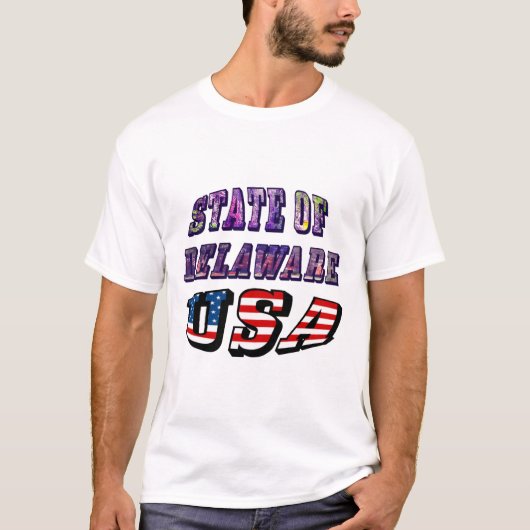 T-shirt Etat du Delaware USA Photo & Flag Text (Devant)