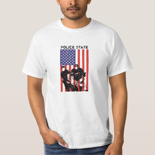 T-shirt État policier affligé de drapeau américain (Devant)