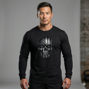 T-shirt États-Unis 1776 Crâne de patriote Drapeau américai