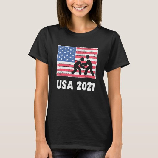T-shirt États-Unis 2021 Lutte Retro American Tokyo 2021 Su (Devant)