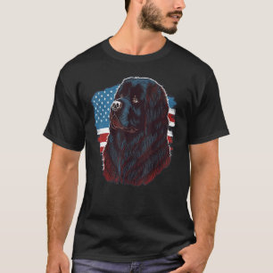 T-shirt États-Unis 4 juillet Chien de Terre-Neuve sur l'Am