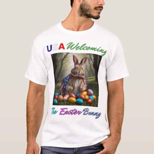 T-shirt Etats-Unis Accueillir le lapin de Pâques (Devant)