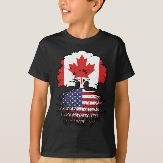 T-shirt États-Unis Amérique Canada drapeau des racines de  (Devant)