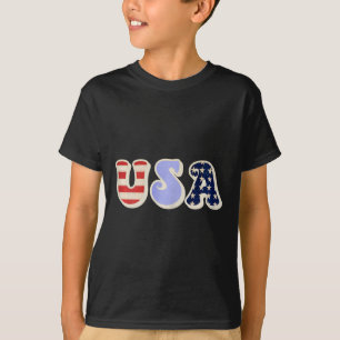 T-shirt Etats-Unis Avec Drapeau Américain Pour Filles Ados