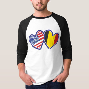 T-shirt États-Unis Belgique Coeur Flags