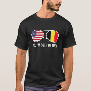 T-shirt États-Unis Belgique Drapeau Lunettes de soleil Bel