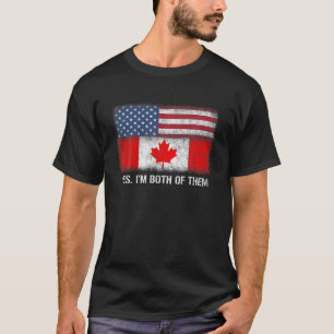 T-shirt États-Unis Canada Drapeau canadien américain Doubl