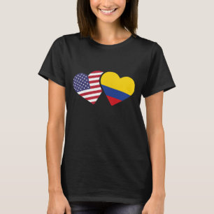 T-shirt Etats-Unis Colombie Drapeau Coeur Colombien Amour