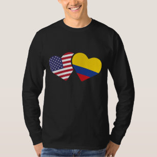 T-shirt Etats-Unis Colombie Drapeau Coeur Colombien Amour