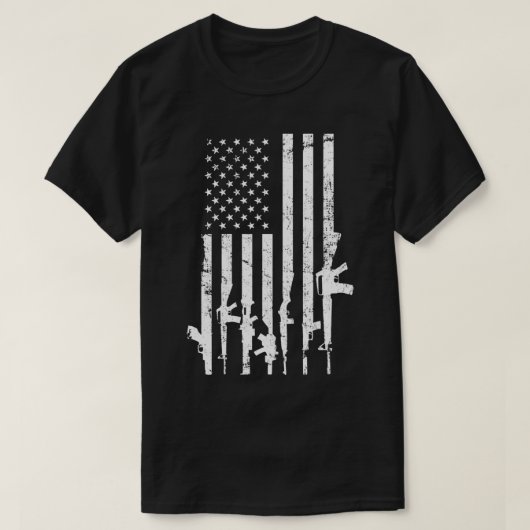 T-shirt Etats-Unis Distorsion Flag Guns Pro Gun 2ème Amend (Design devant)