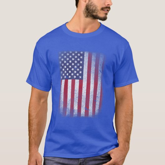 T-shirt États-Unis Drapeau 4 Juillet Américain Rouge Blanc (Devant)