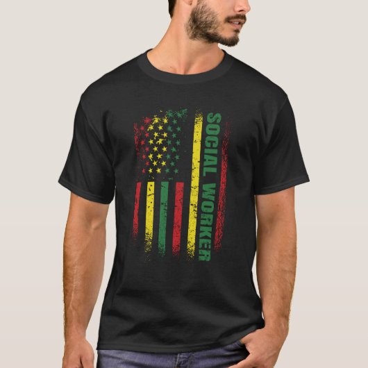 T-shirt États-Unis Drapeau Africain-Américain Noir École T (Devant)