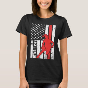 T-shirt États-Unis Drapeau Américain Fier Basketball Fille