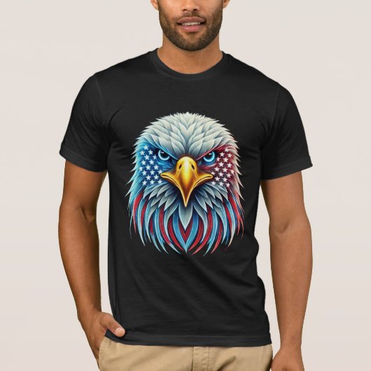 T-shirt États-Unis Drapeau Bald Eagle Patriotique (Devant)
