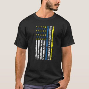 T-shirt États-Unis Drapeau Bleu Et Jaune Dessin Sensibilis