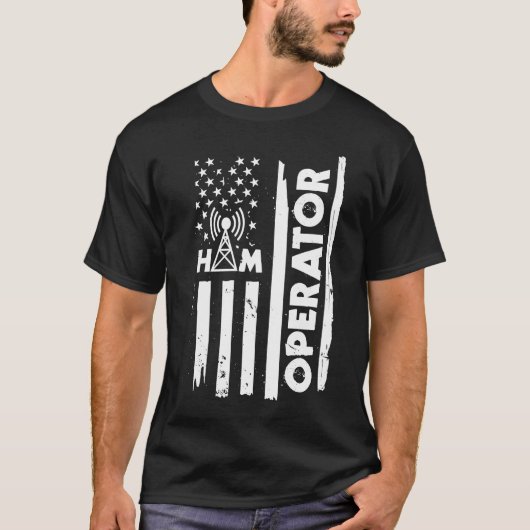 T-shirt États-Unis Drapeau Ham Radio opérateur Apparel Amé (Devant)