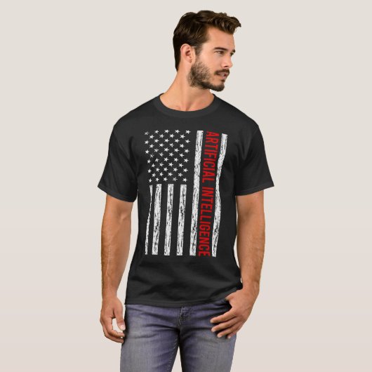 T-shirt Etats-Unis Drapeau Intelligence Artificielle AI (Devant entier)