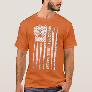 T-shirt États-Unis Drapeau Mondes Meilleur Curling Grand-m