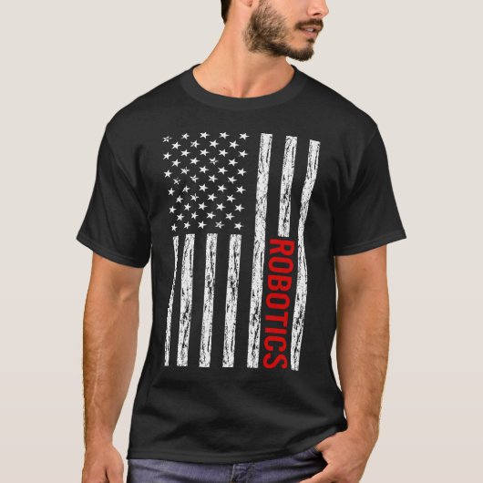 T-shirt États-Unis Drapeau Robot Robot Robots (Devant)