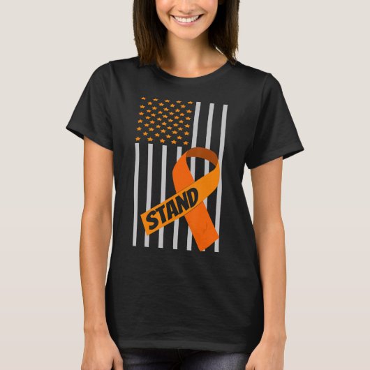 T-shirt États-Unis Drapeau Rubon Leucémie Sensibilisation  (Devant)