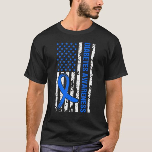 T-shirt États-Unis Drapeau Sensibilisation au diabète T1D (Devant)