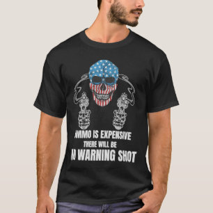 T-shirt Etats-Unis Drapeau Tête de crâne Ammo coûte cher P