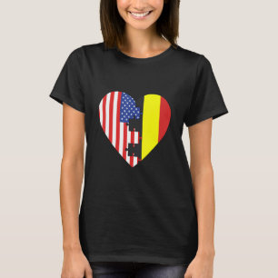T-shirt Etats-Unis et Belgique Drapeaux Coeur